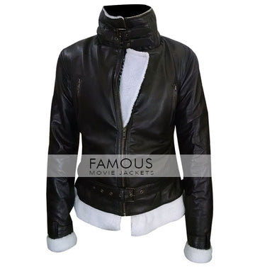 Women Lambskin Flying Aviator Brown Shearling Jacket