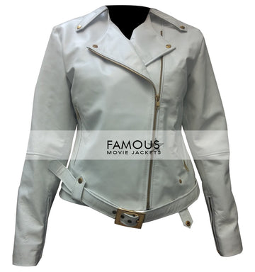 Women White Brando Motorcycle Racing Jacket