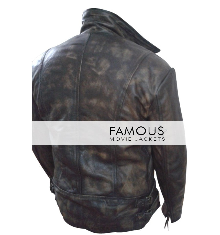 Ladies Neck Belted Zipper Motorcycle Leather Jacket
