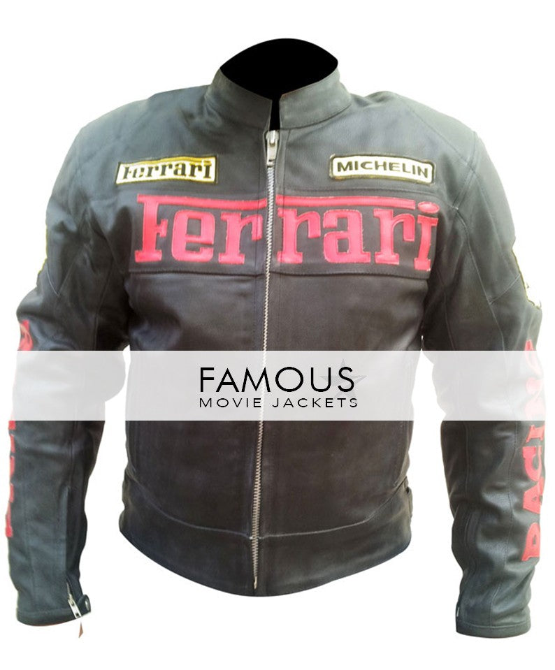 Ferrari Black Motorcycle Racing Leather Jacket
