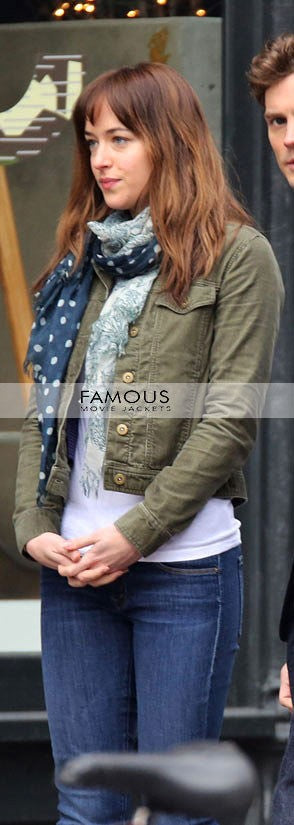 Dakota Johnson Fifity Shades Of Grey Green Cotton Jacket