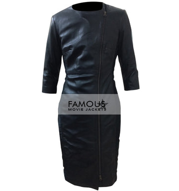 Ashley Roberts Black Leather Coat Jacket