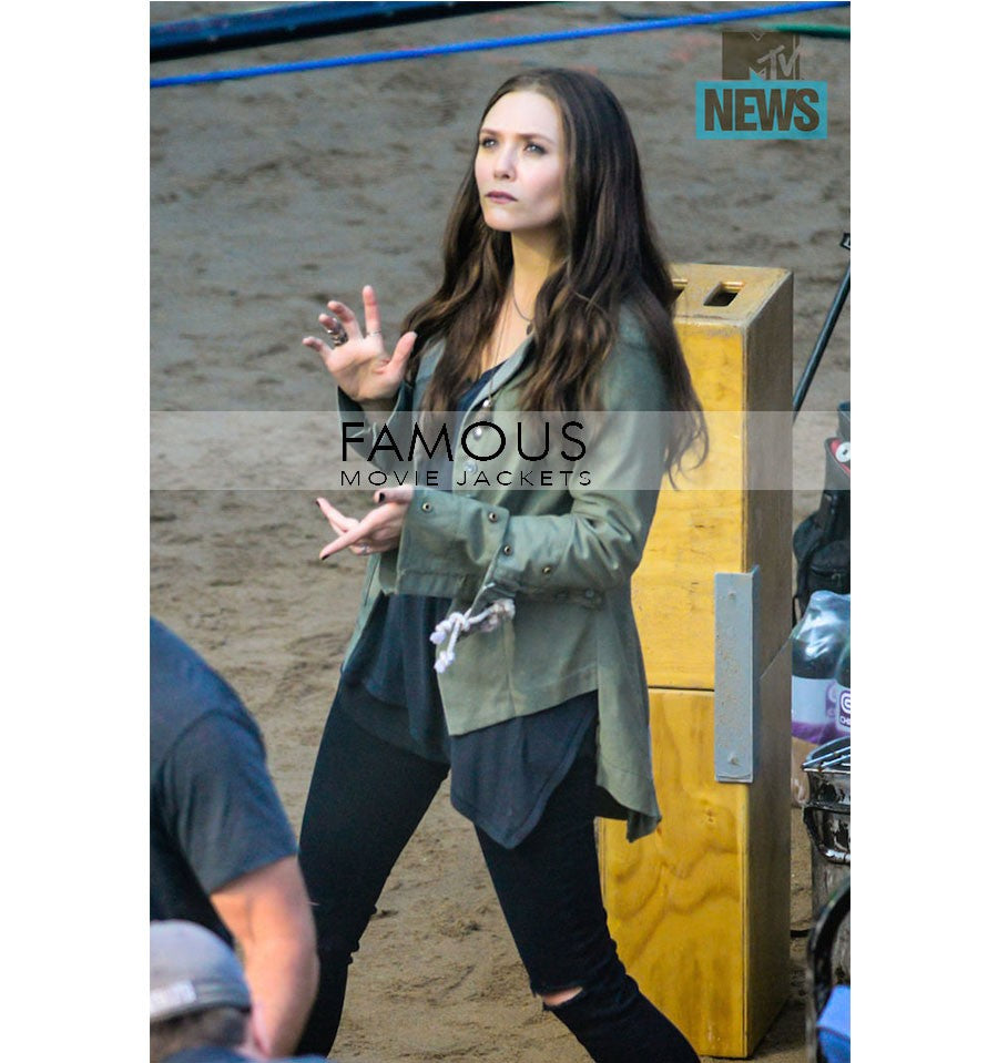 Captain America Civil War Elizabeth Olsen Green Jacket