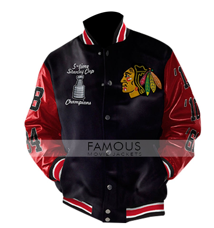 Stanley Champions Blackhawks Chicago Black Bomber Jacket
