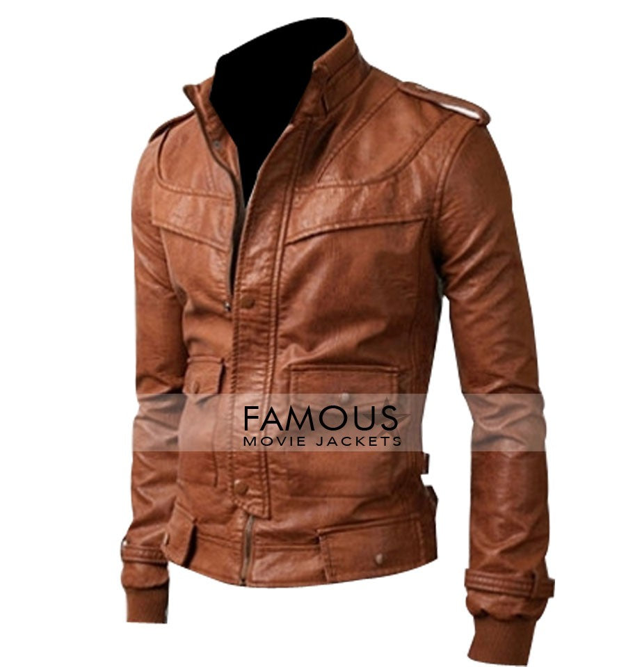 Slim Fit Rider Light Brown Designer Jacket
