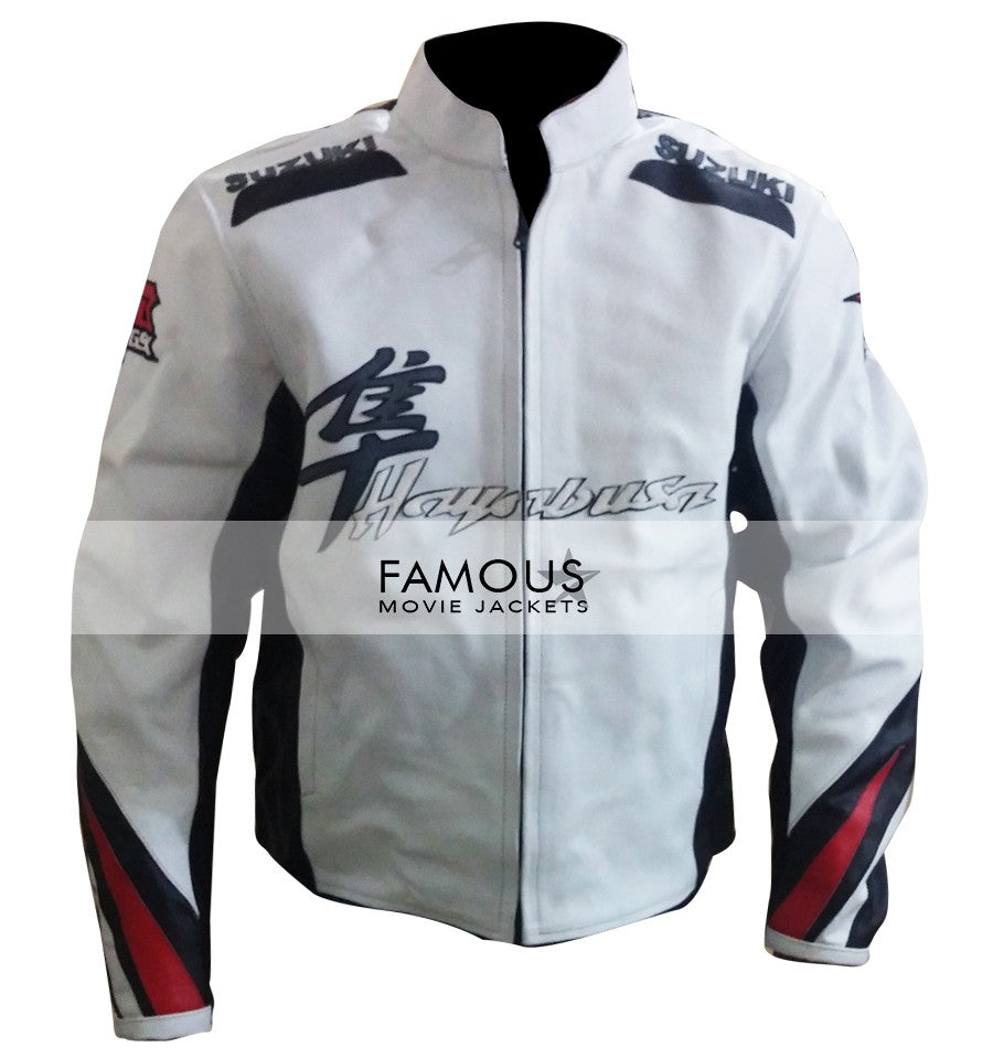 Suzuki Hayabusa White Motorcycle Racing Jacket