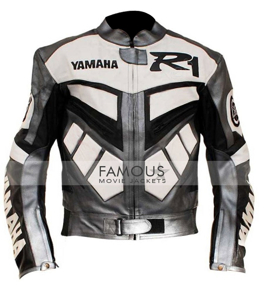 Yamaha R1 Grey/White Biker Racing Jacket