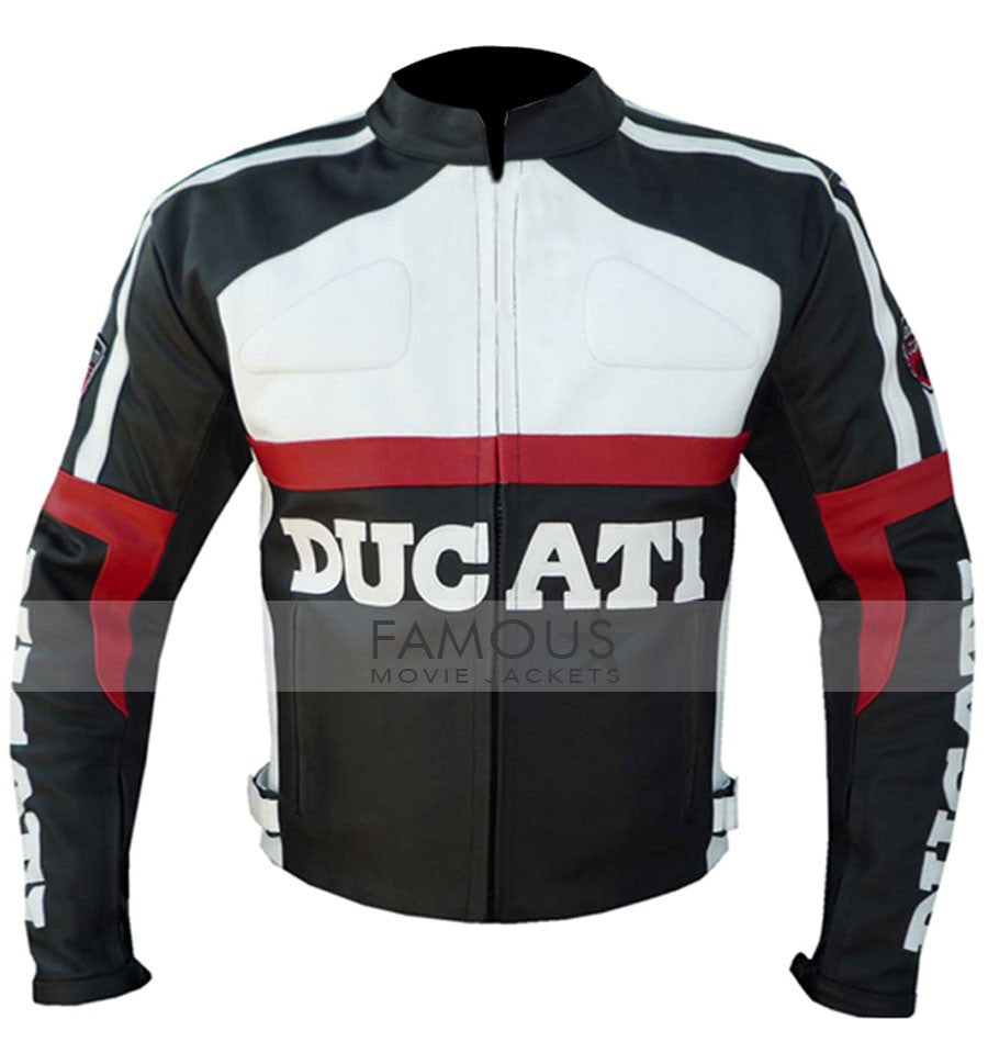 Ducati Black & White Motorcycle Racing Jacket