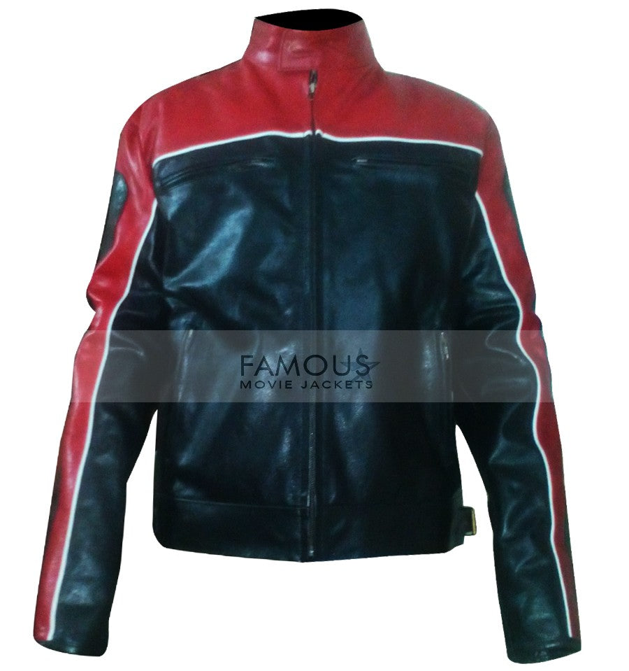 Men's Black & Red Leather Motorcycle Jacket