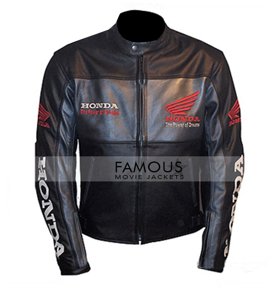Honda Motorcycle Black Leather Jacket
