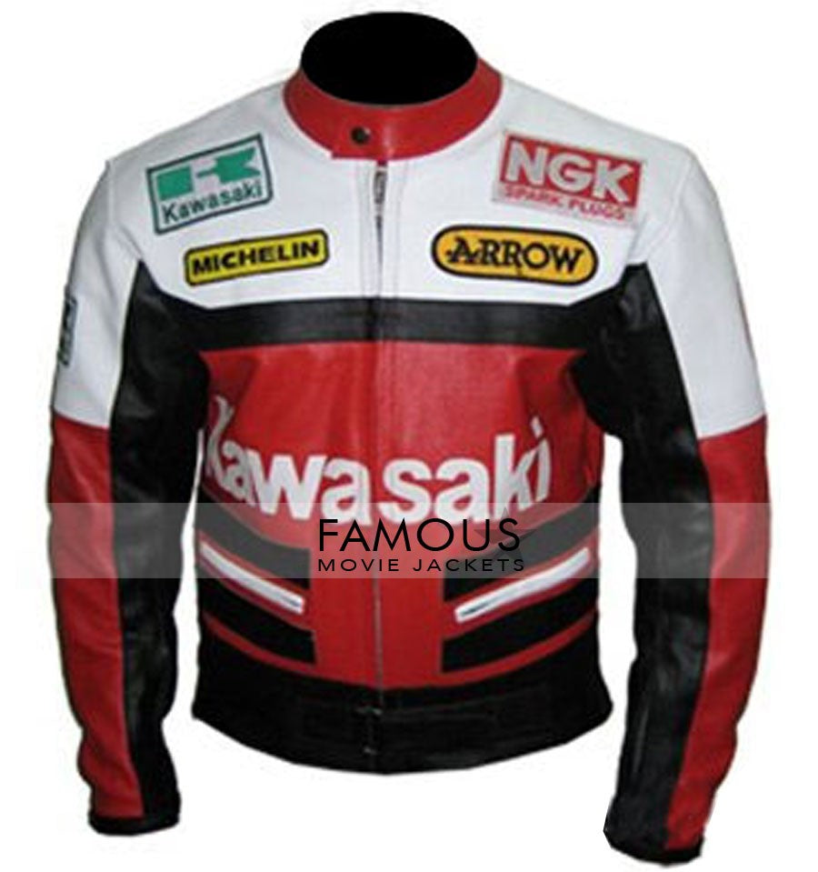 Kawasaki Red & White Motorcycle Racing Jacket