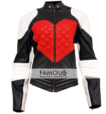 Black & White Kylie Minogue Heart Leather Jacket