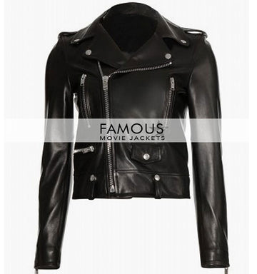 Mariah Carey Black Biker Women Leather Jacket