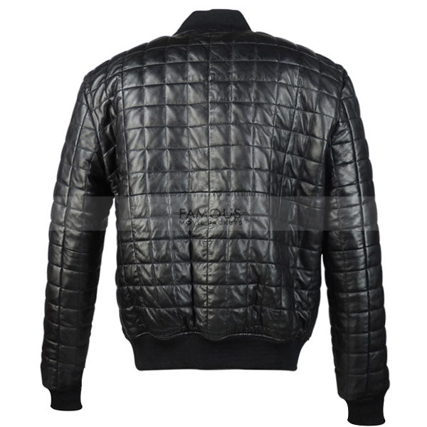 Aubrey Drake Black Quilted Bomber Leather Jacket