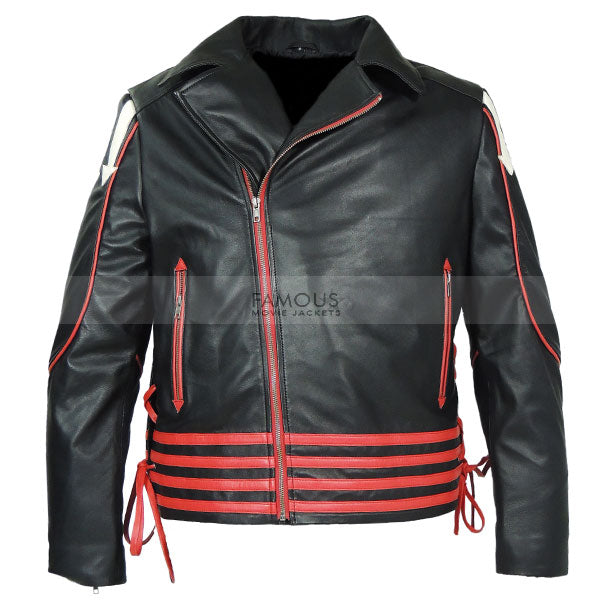 Freddie Mercury Red and Black Leather Jacket