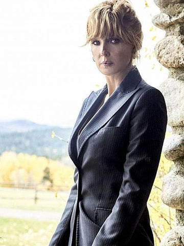 Kelly Reilly Yellowstone Women Single Breasted Grey Blazer