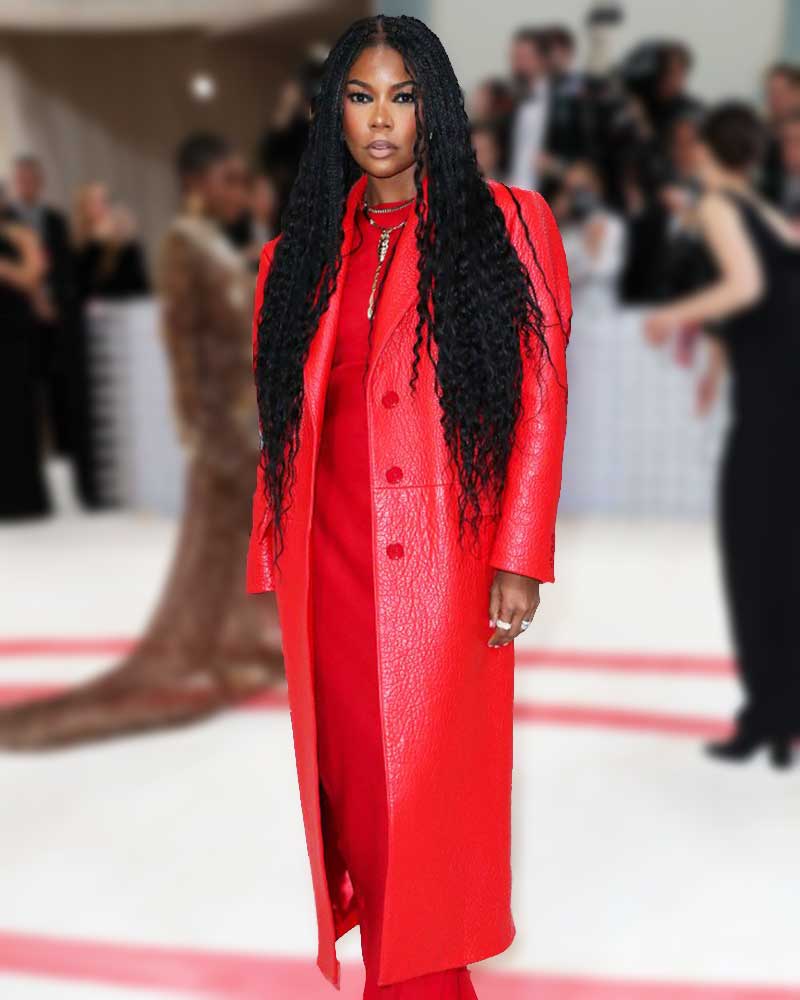 Met Gala 2023 Gabrielle Union Red Leather Coat