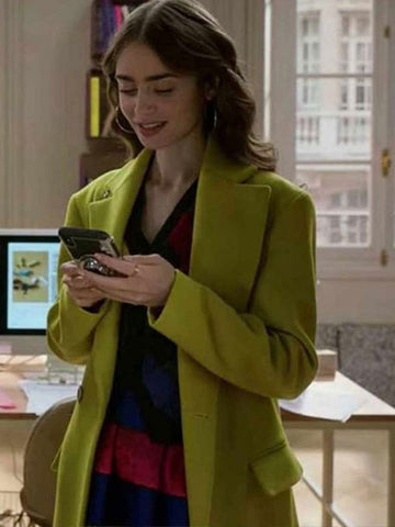 Emily Cooper Emily In Paris Green Wool Coat