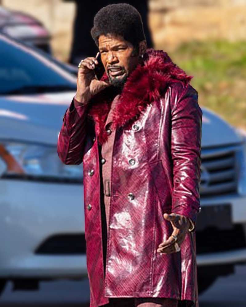 They Cloned Tyrone 2023 Jamie Foxx Leather Fur Coat