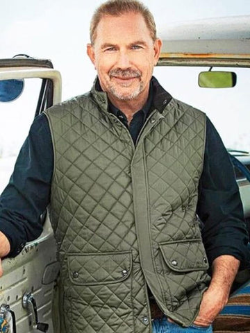 Yellowstone John Mens Green Quilted Parachute Vest
