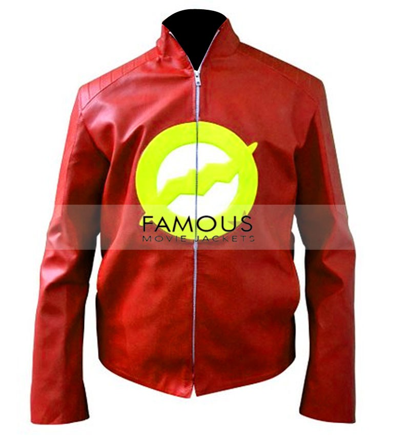 Flash Inspired Red Cosplay Leather Jacket Sale