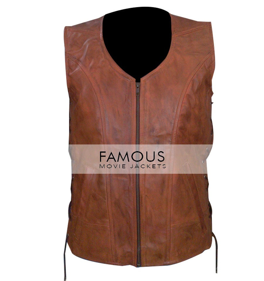 Walking Dead Danai Gurira Michonne Brown Leather Vest Jacket