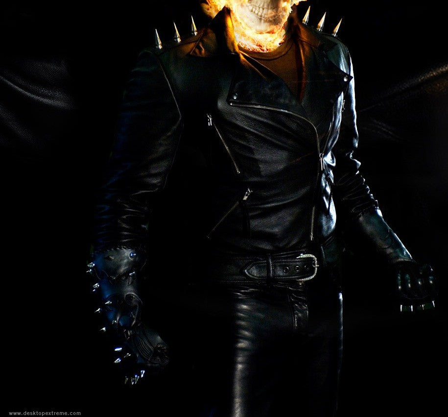 Ghost Rider Nicolas Cage Black Motorcycle Leather Jacket