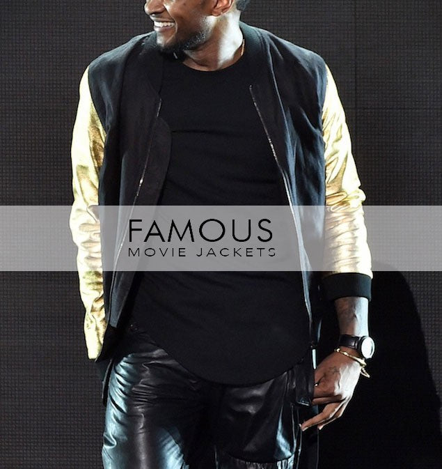 Usher iHeart Radio Music Awards Gold Sleeve Maro Bomber Jacket