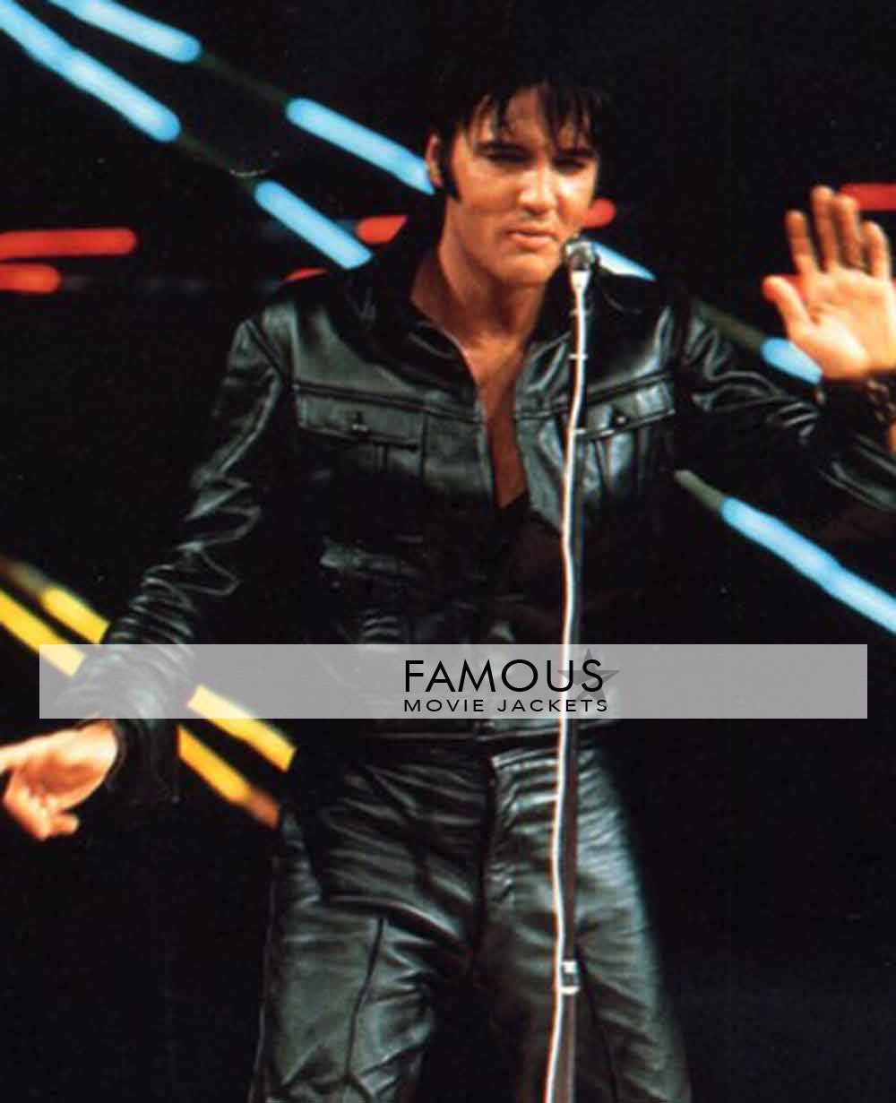 Elvis Presley The King Of Rock Black Leather Jacket