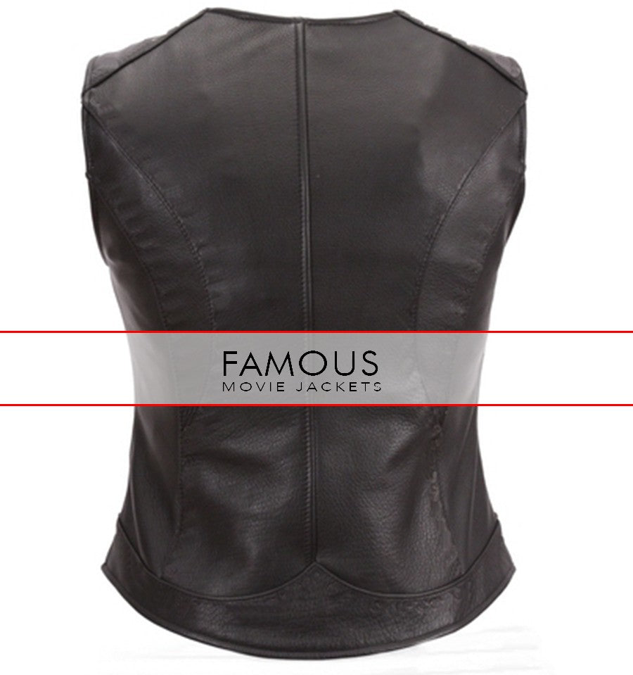 Ladies Black Leather Motorcycle Vest UK