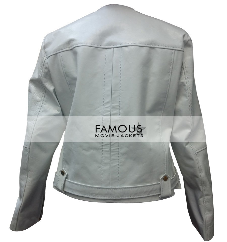 Women White Brando Motorcycle Racing Jacket