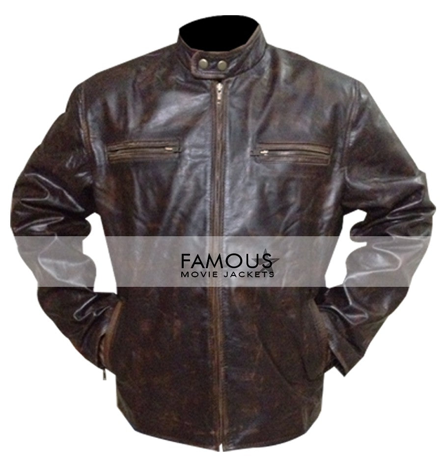Tom Cruise Brown Distressed Biker Leather Jacket