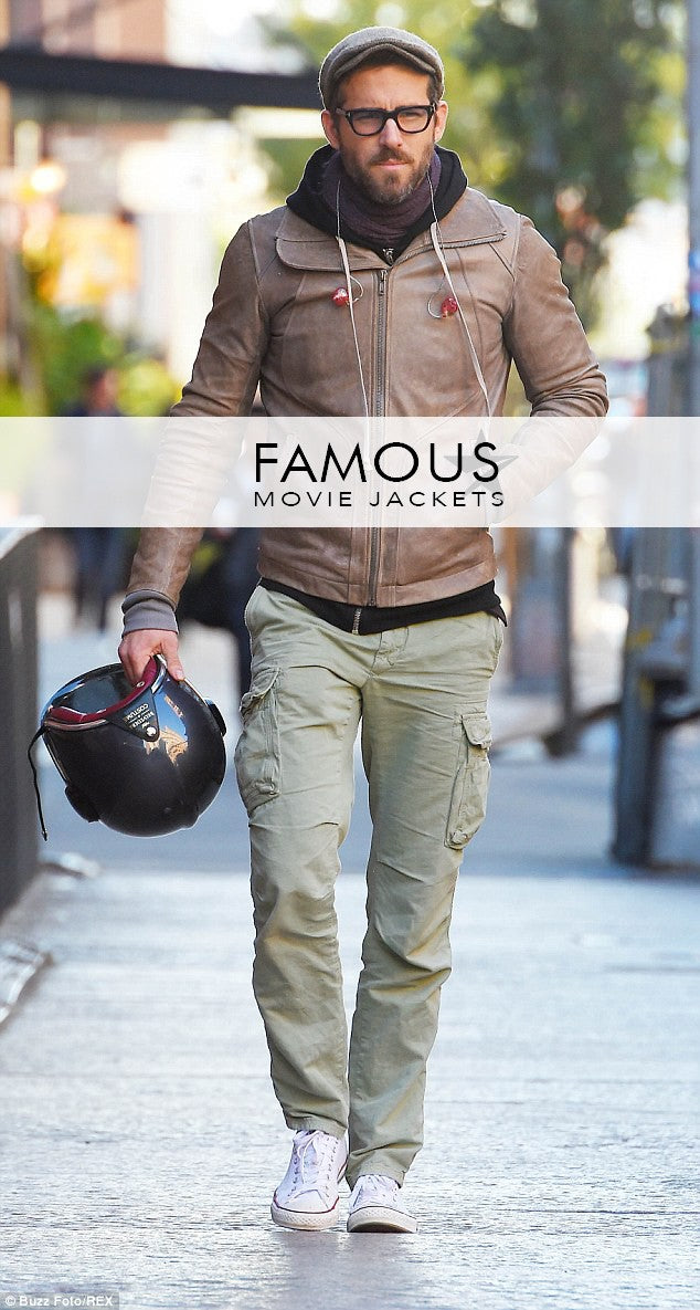 Ryan Reynolds Men Brown Motorcycle Leather Jacket