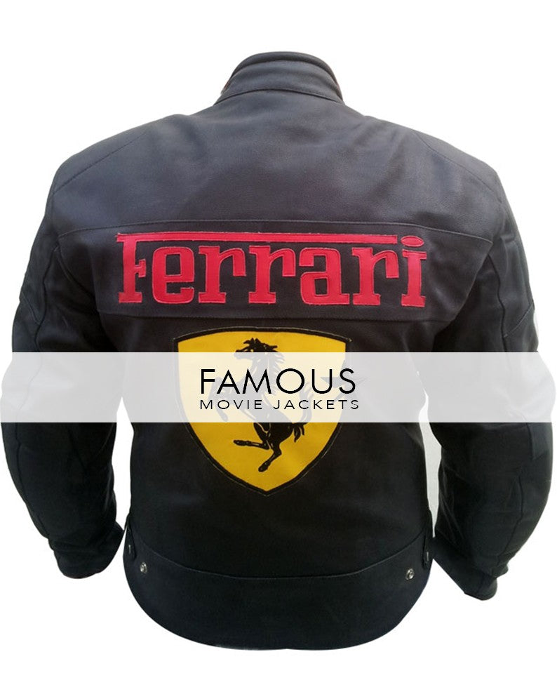 Ferrari Black Motorcycle Racing Leather Jacket