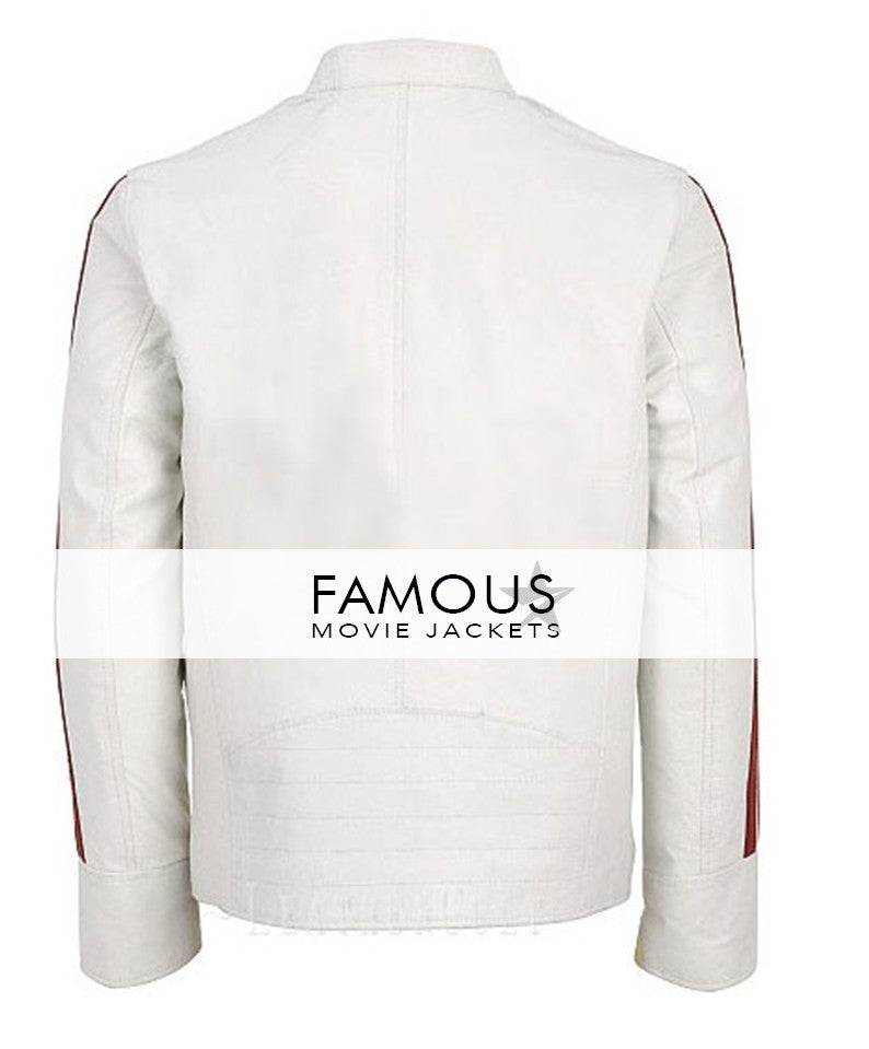 Men Designer White Slim Fit Leather Jacket
