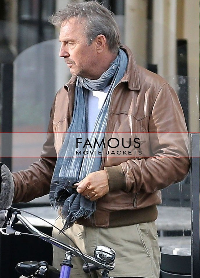 3 Days to Kill Kevin Costner Brown Bomber Jacket