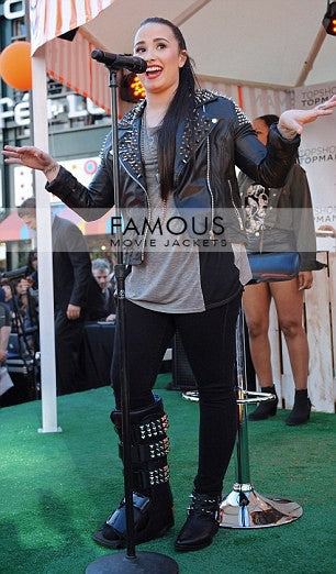 Demi Lovato Black Studded Stylish Leather Jacket