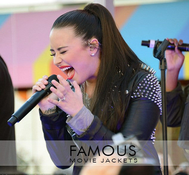 Demi Lovato Black Studded Stylish Leather Jacket