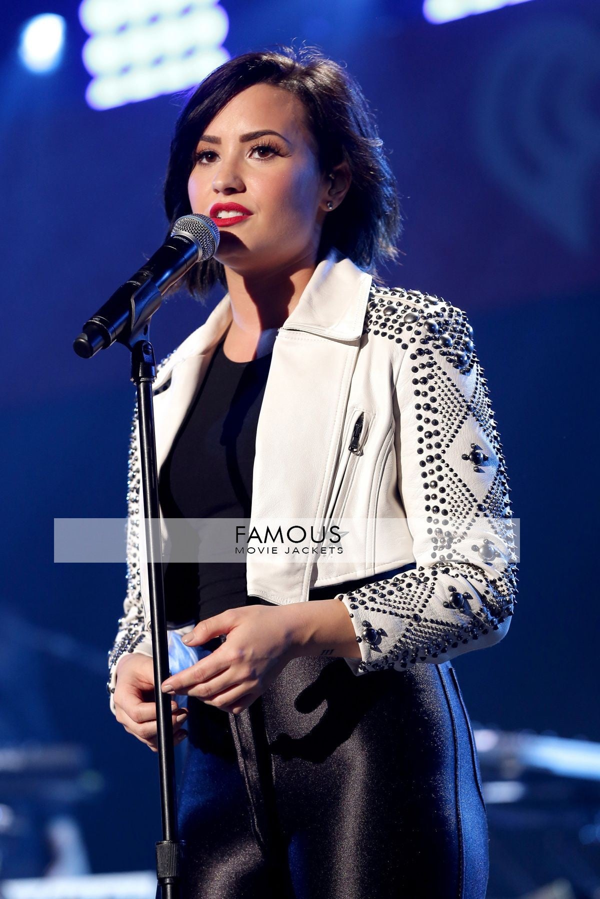 Demi Lovato at 93.3 FLZ Jingle Ball White Short Body Jacket