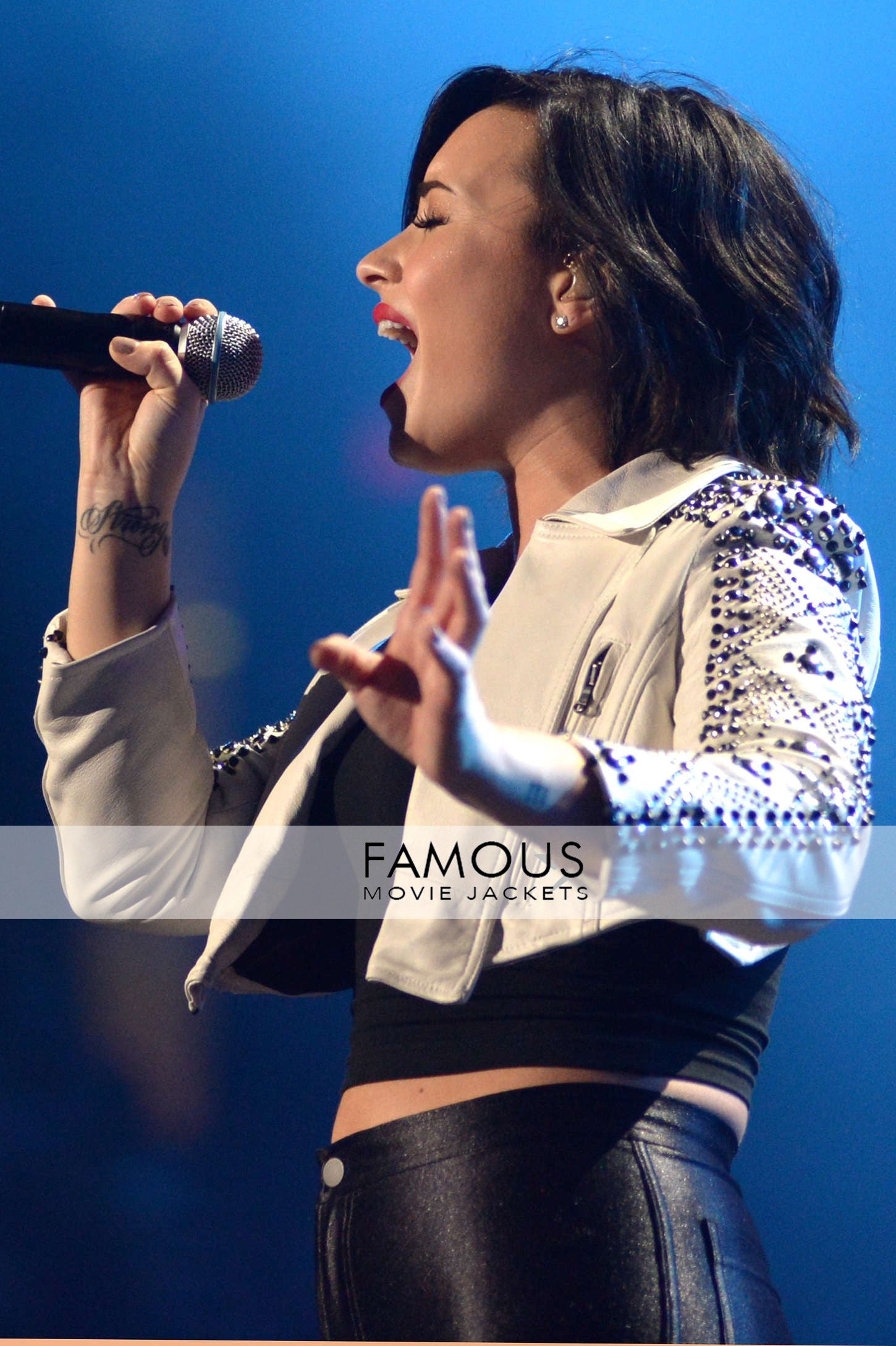 Demi Lovato at 93.3 FLZ Jingle Ball White Short Body Jacket