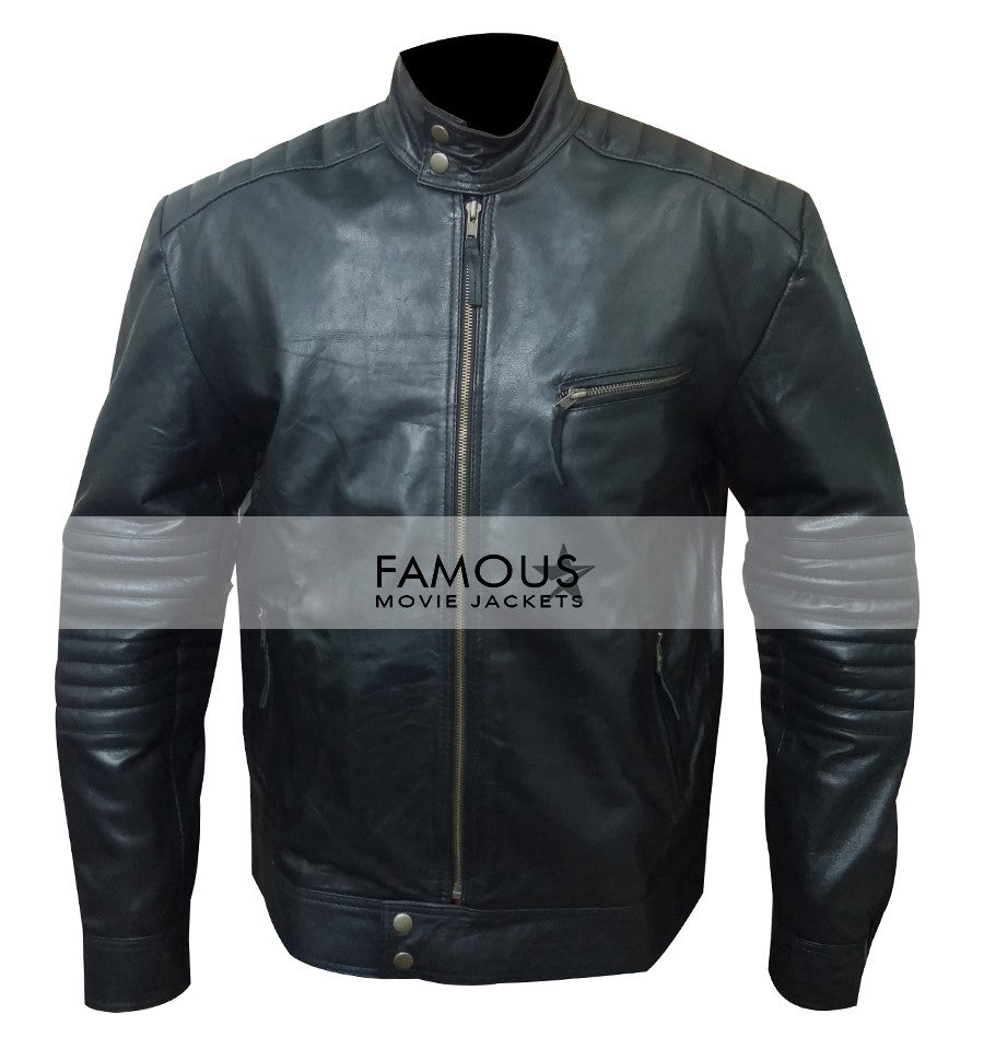 Men's Voltan Sheepskin Black Biker Leather Jacket