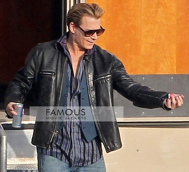 Mortdecai Johnny Depp Charles Black Leather Jacket