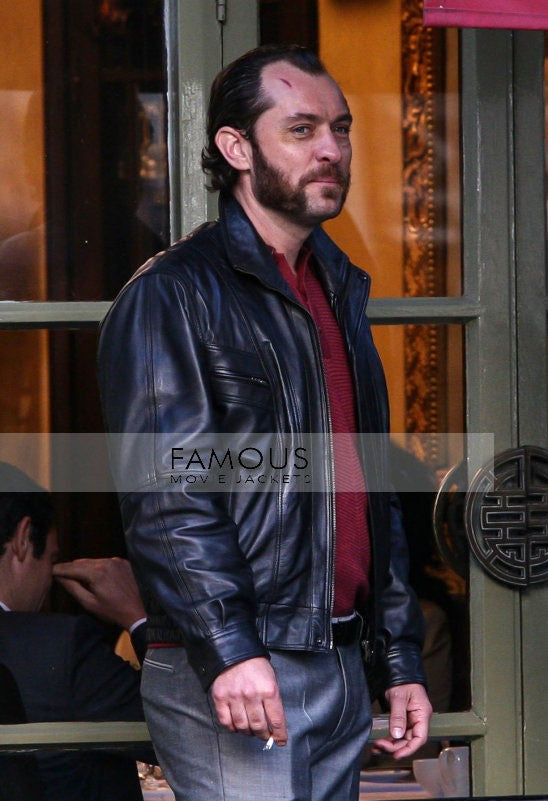 Dom Hemingway Jude Law Black Designer Leather Jacket