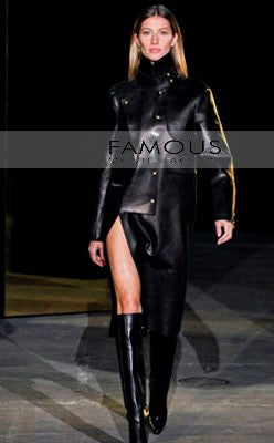 Gisele Bundchen Black Leather Coat Jacket at Alexander Wang