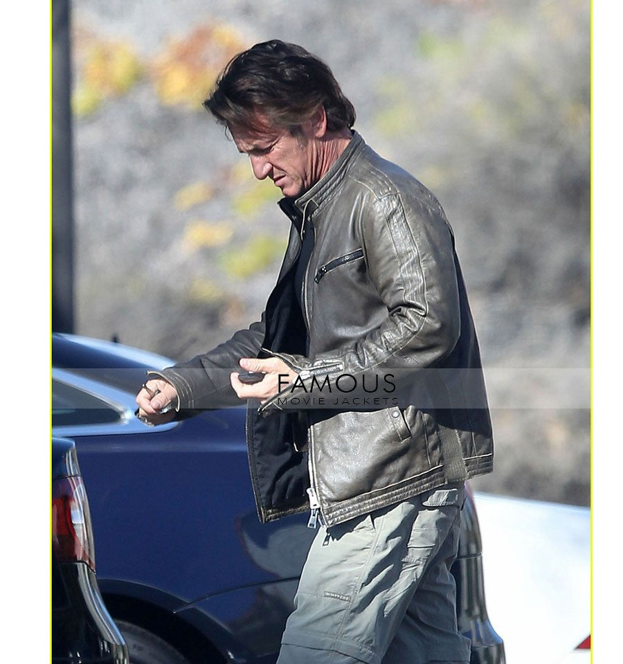 Sean Penn Black Leather Jacket in Los Angeles