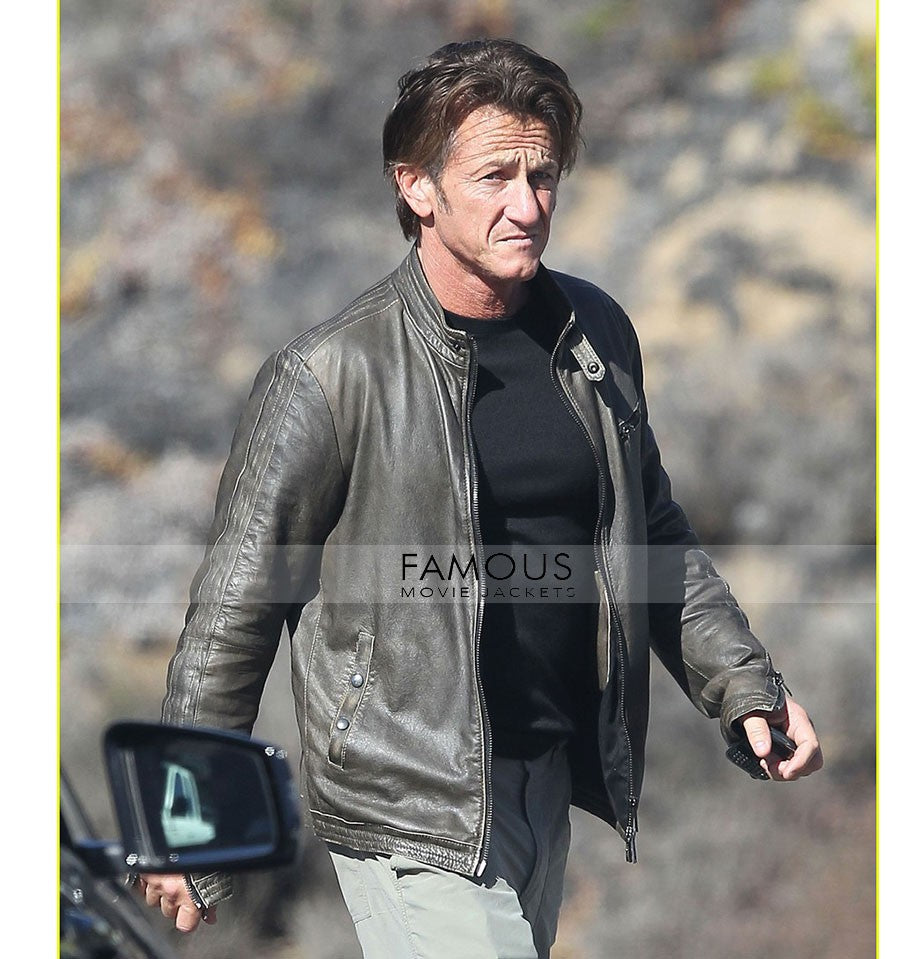 Sean Penn Black Leather Jacket in Los Angeles