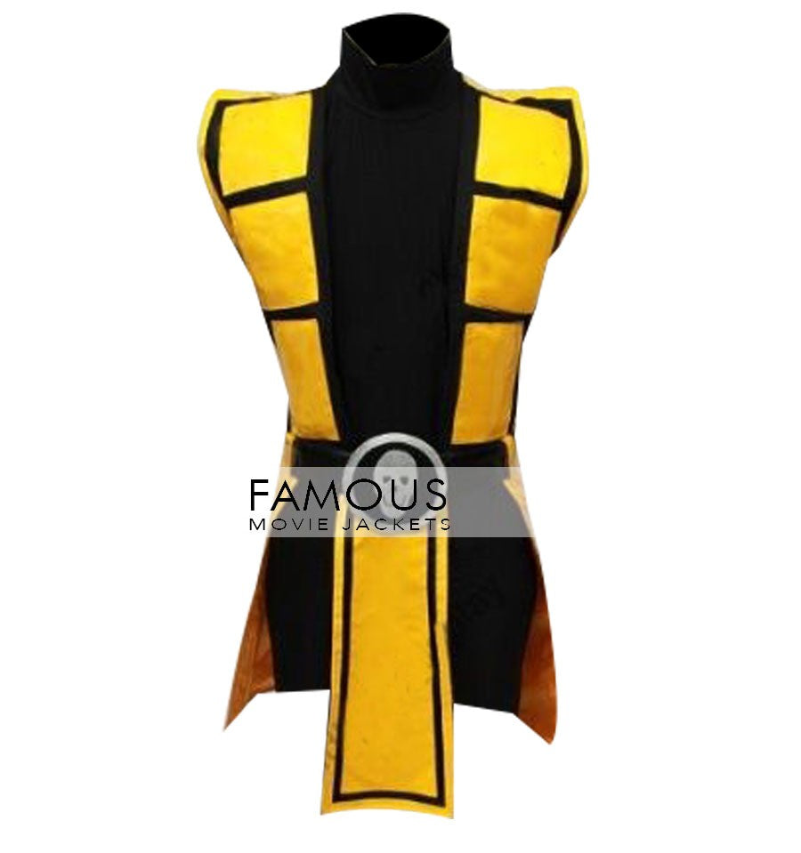 Mortal Kombat X Scorpion Leather Vest Costume Jacket