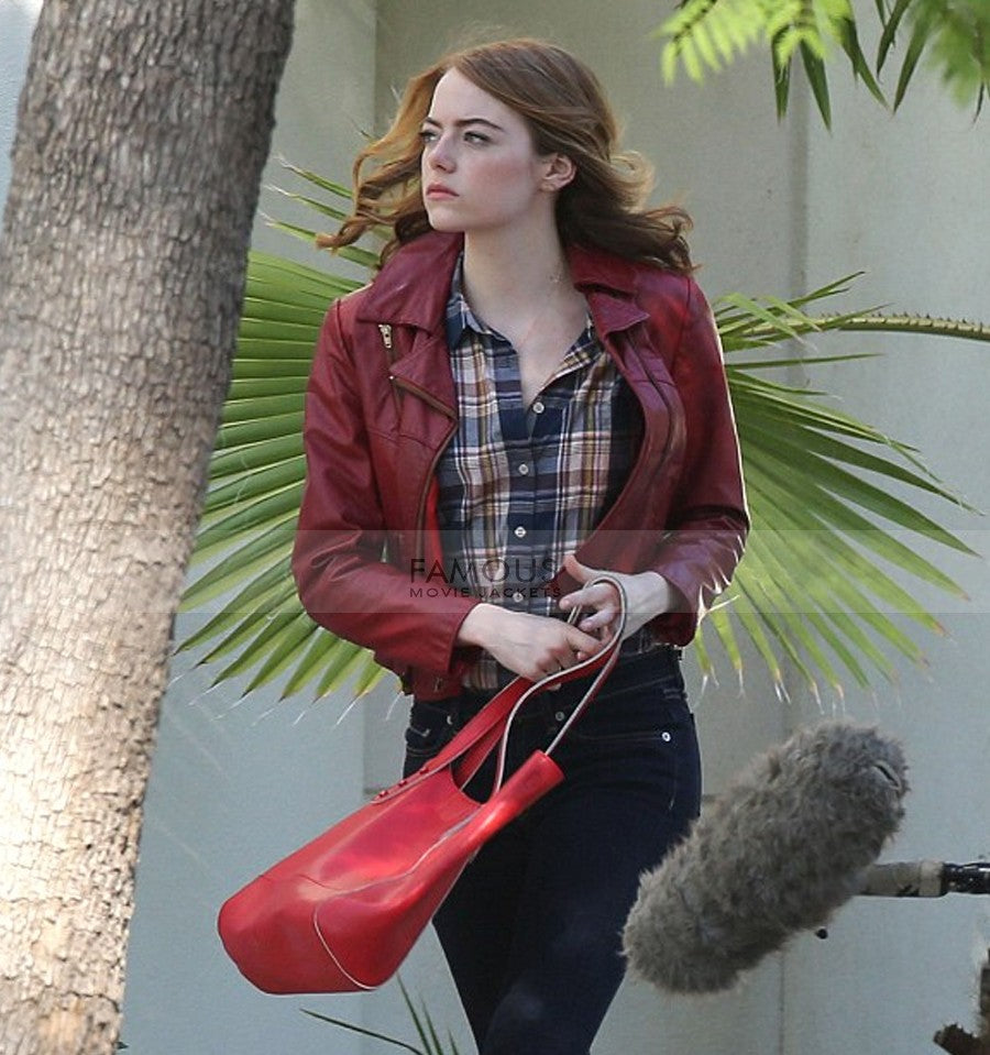 Emma Stone La La Land Mia Red Leather Jacket