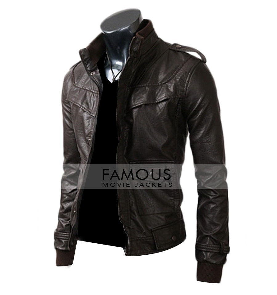 Slim Fit Black Rocker Biker Leather Jacket
