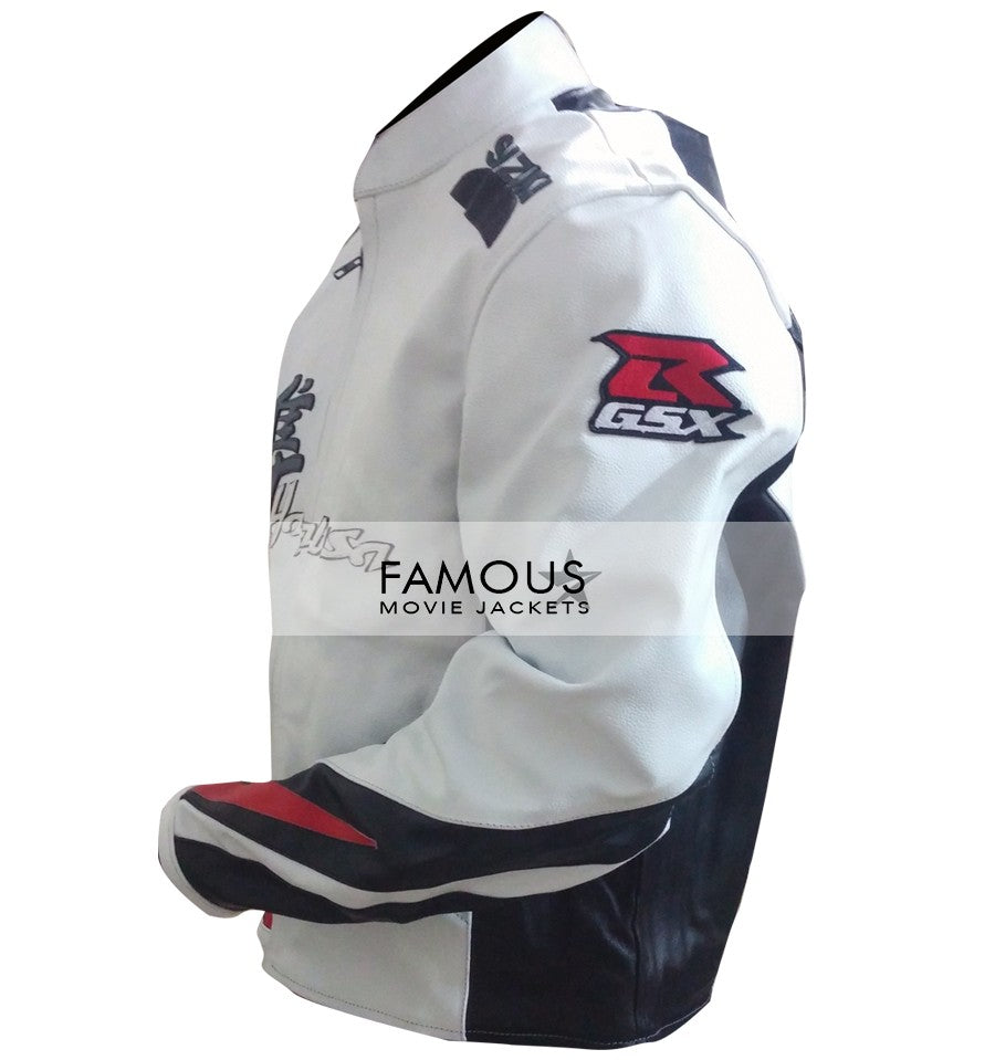Suzuki Hayabusa White Motorcycle Racing Jacket